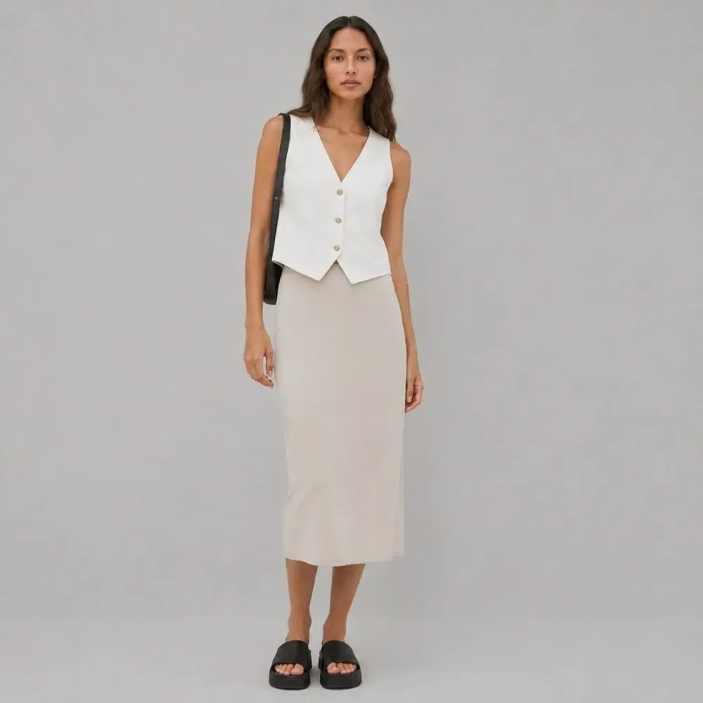 Lululemon Softstreme High-Rise Midi Skirt W8AK5S Womens 8 Mojave Tan A-line
